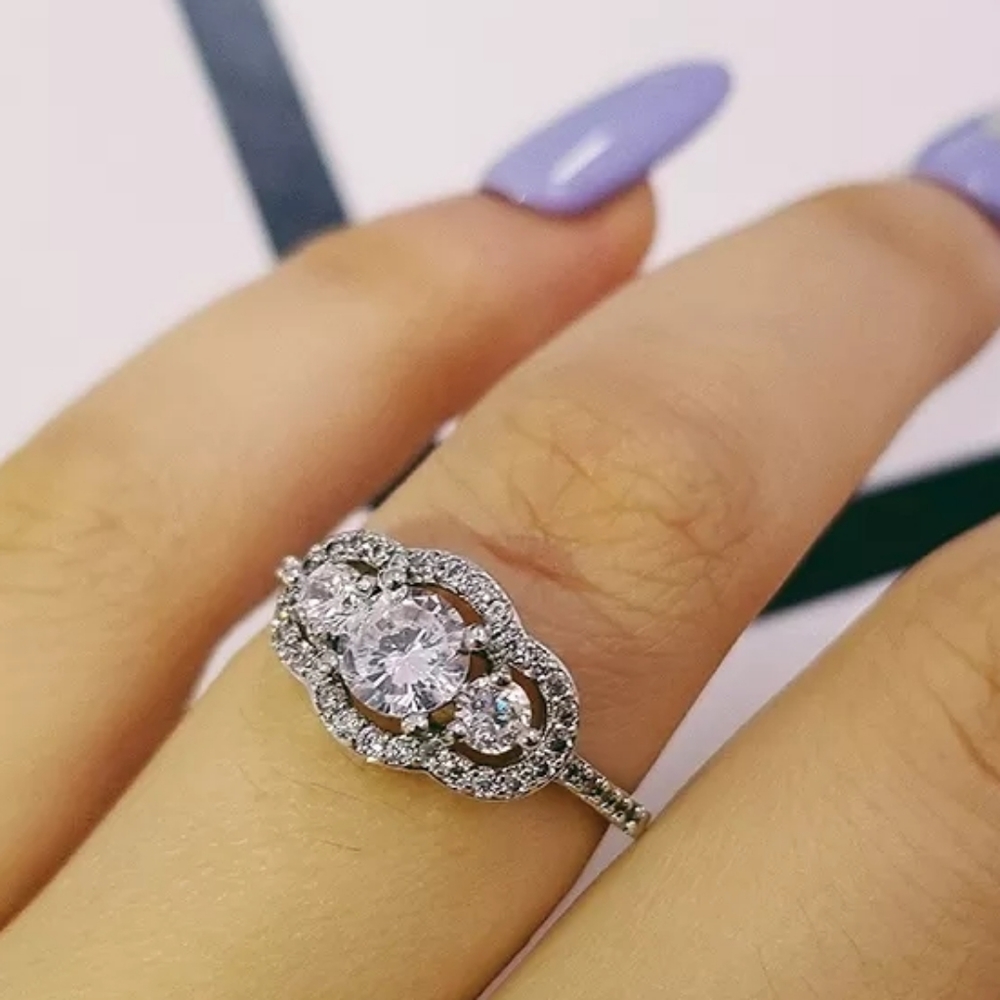 Charm Designer Three Stones Engagement Ring